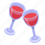 glasses, wine, isometric 