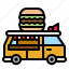 truck, food, delivery, hamburger, van 