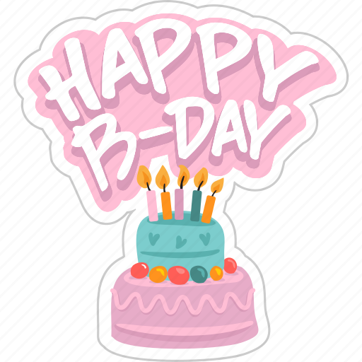 Birthday, cake, celebration, event, holiday, party, social network sticker - Download on Iconfinder