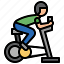 exercising, spinning, bike, bicycle, exercise, stick, man