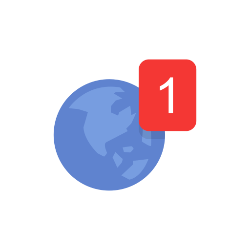 Earth, globe, notification, one notification icon - Free download