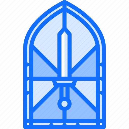 Fairy, glass, legend, stained, sword, tale, window icon - Download on Iconfinder