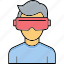 3d goggles, virtual gaming, gaming helmet, playing, movie 
