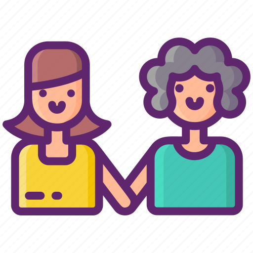 Mixed, women, couple, holding, hands, love icon - Download on Iconfinder