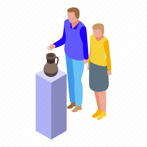 Family, holiday, museum, visit, isometric icon - Download on Iconfinder