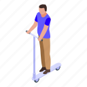 kid, ride, scooter, isometric