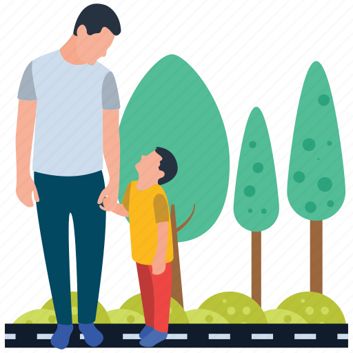 Family fun, family time, father and son, fatherhood, outdoor walking illustration - Download on Iconfinder