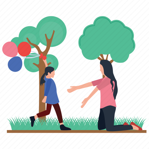 Baby and mother, baby playing, motherhood, outdoor fun, park activities, picnic time illustration - Download on Iconfinder