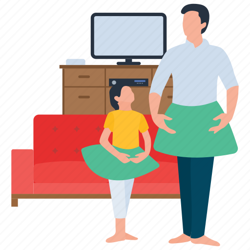 Aerobics training, dance class, dance practice, mother and daughter, refreshment time illustration - Download on Iconfinder