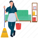 brooming, domestic cleaning, home cleaning, household chores, household services, housekeeping, mopping