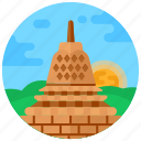 landmark, monument, buddhist temple, borobudur, borobudur temple