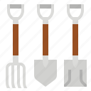 farming, rake, shovel, tools