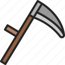 scythe, tool, farming, harvest, reaper, blade, weapon