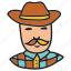 cowboy, farm, farmer, hat, mustache 