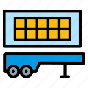 trailer, parked, road, semi, transport, truck, cargo