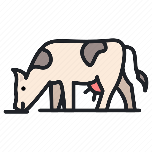 Farming, farm, agriculture, cow, eating, grass, cattle icon - Download on Iconfinder