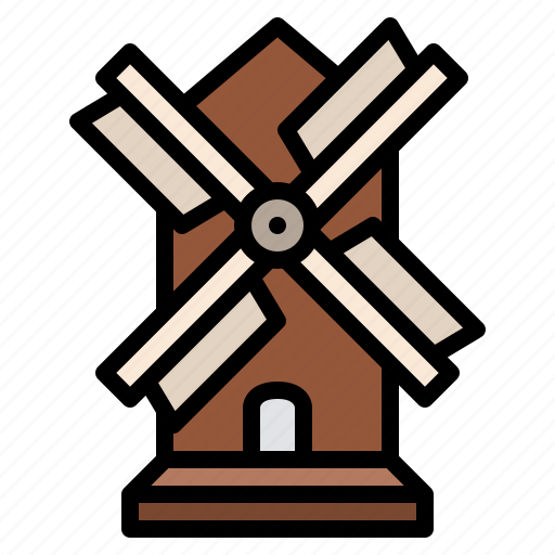 Building, farm, farming, mill, wind icon - Download on Iconfinder