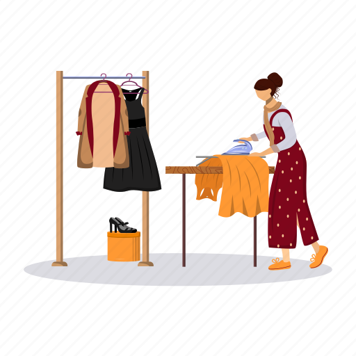 Woman, ironing, dress, jacket, preparing illustration - Download on Iconfinder