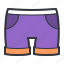 purple, shorts 