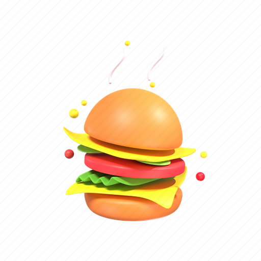 Burger, hamburger, junk food, fast, fastfood 3D illustration - Download on Iconfinder