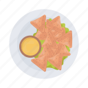 samosa, fast, food, fried, plate