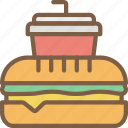 burger, drink, fast, food, take away, takeaway