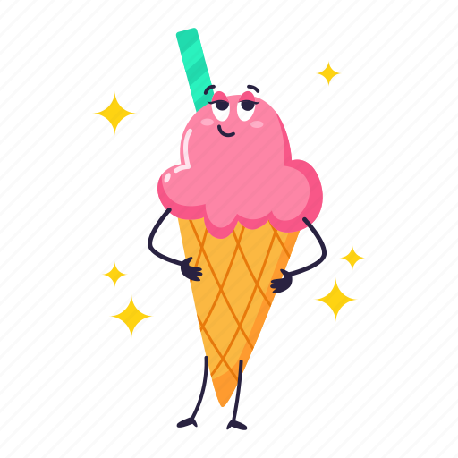 Ice cream cone, ice cream, cone, fast food, food, menu, restaurant sticker - Download on Iconfinder