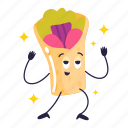 kebab, burrito, tortilla, fast food, food, menu, restaurant, cute, sticker