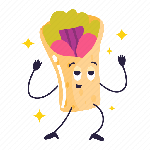 Kebab, burrito, tortilla, fast food, food, menu, restaurant sticker - Download on Iconfinder