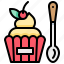 bakery, cake, cupcake, dessert, spoon 