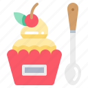 bakery, cake, cupcake, dessert, spoon
