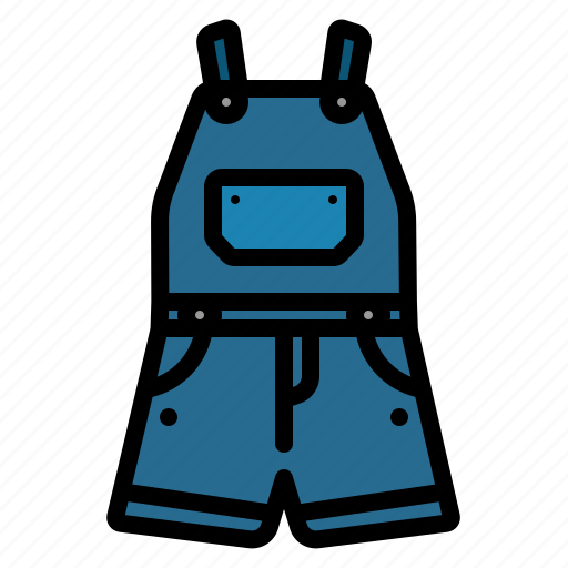 Clothes, fashion, female, dungarees, shorts icon - Download on Iconfinder