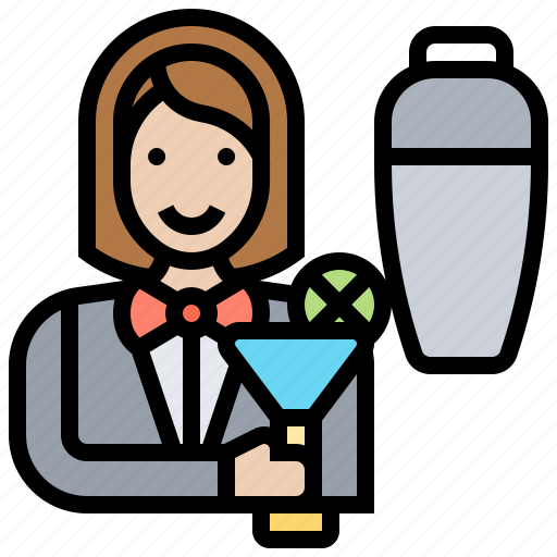 Bartender, cocktail, drink, mixer, woman icon - Download on Iconfinder