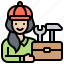 girl, maintenance, repair, technician, toolbox 