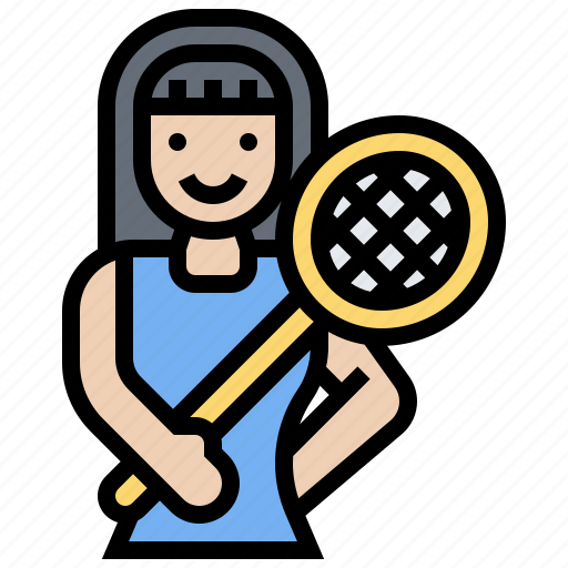 Badminton, player, racket, sports, woman icon - Download on Iconfinder
