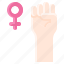 feminism, woman, feminist, rights, hand raising, fist, fight 
