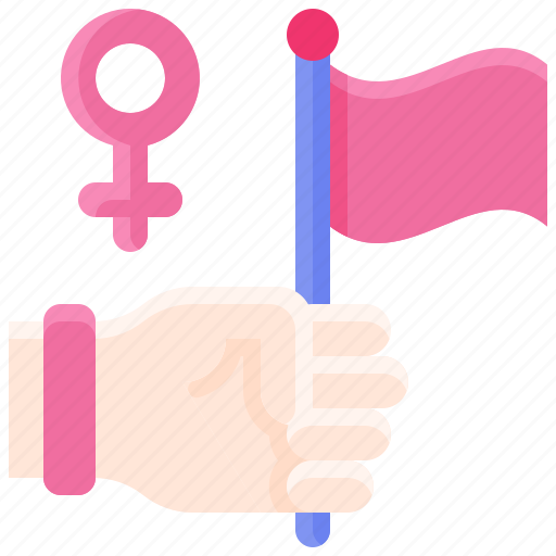 Feminism, woman, feminist, women, rights, flag, hand icon - Download on Iconfinder