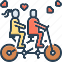 two happy couple, couple, bicycle, together, lover, romantic, festival, celebration