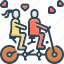 two happy couple, couple, bicycle, together, lover, romantic, festival, celebration 