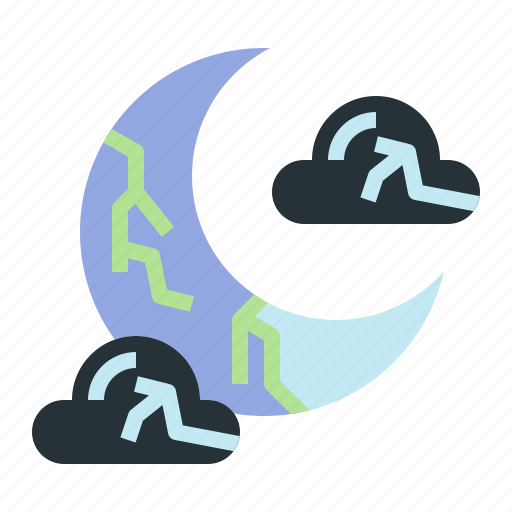 Moon, cloudy, night, half, crescent, halloween icon - Download on Iconfinder