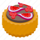 figs, cake, isometric