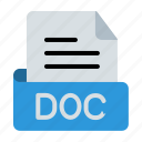 doc, extension, format, office, document, file, type