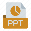 ppt, extension, format, presentation, present, report, pie