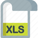 xls, document, extension, file, folder, paper