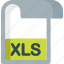 xls, document, extension, file, folder, paper 