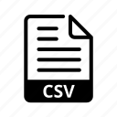 csv, document, sheet, data