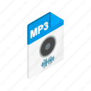 audio, file, isometric, mp3, music, sign, web