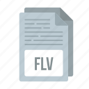 document, extensiom, file, flv, flv icon, format