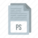 document, extensiom, file, format, ps, ps icon