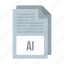 ai icon, document, extensiom, file, format 